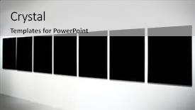  Presentation with black art - Amazing PPT theme having art exhibition - seven empty black large banners backdrop and a light gray colored foreground