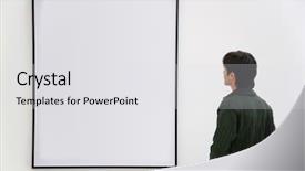  Presentation with exhibition - Slides featuring art exhibition - visitor looks on frame background and a light gray colored foreground