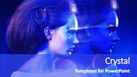 Presentation with golden light - Slide set featuring art fashion photo of a beautiful model with golden make-up play of light and shadow background and a cobalt blue colored foreground