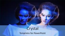  Presentation with golden light - Colorful slide set enhanced with art fashion photo of a beautiful model with golden make-up play of light and shadow backdrop and a light blue colored foreground