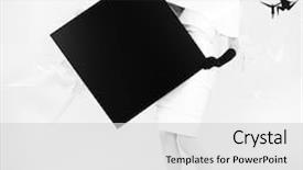  Presentation with black art - PPT theme consisting of art fashion photo of a gorgeous woman in paper dress black and white background and a light gray colored foreground