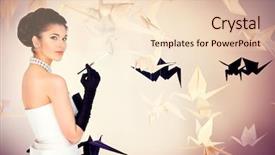  Presentation with black art - Slide set with art fashion photo of a gorgeous woman in paper dress black and white background and a lemonade colored foreground