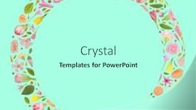  Presentation with abstract leaves - Slide deck with art-floral-round-frame-made background and a arctic colored foreground