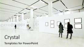  Presentation with museum - PPT layouts consisting of art gallery - people silhouettes in the museum background and a sky blue colored foreground