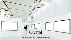  Presentation with art gallery - Presentation theme enhanced with art gallery - people silhouettes in the museum background and a light gray colored foreground