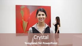  Presentation with art gallery - PPT theme consisting of art gallery - portrait of young woman background and a coral colored foreground