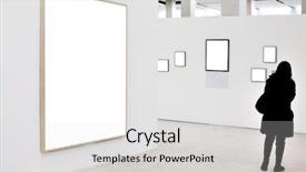  Presentation with art gallery - Presentation theme enhanced with art gallery - walls in museum with empty background and a light gray colored foreground