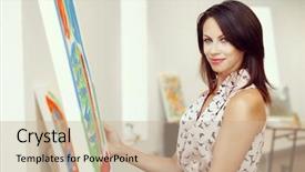  Presentation with art gallery - PPT layouts with art gallery front of paintings background and a soft green colored foreground