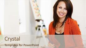  Presentation with art gallery - PPT theme featuring art gallery front of paintings background and a lemonade colored foreground