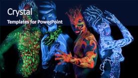  Presentation with glowing light bulbs light bulbs - Cool new slide set with art glowing in ultraviolet light backdrop and a navy blue colored foreground