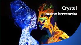  Presentation with light fire - Audience pleasing presentation theme consisting of art glowing in ultraviolet light backdrop and a black colored foreground