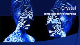  Presentation with body - Theme enhanced with art glowing in ultraviolet light background and a navy blue colored foreground