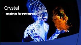  Presentation with light fire - Theme consisting of art glowing in ultraviolet light background and a black colored foreground