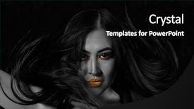  Presentation with art close up of professional - Presentation consisting of art gold skin girl face background and a  colored foreground