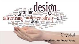  Presentation with modeling - Colorful presentation design enhanced with art graphic design visual word backdrop and a  colored foreground