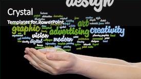  Presentation with modeling - PPT theme having art graphic design visual word background and a dark gray colored foreground