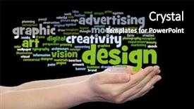  Presentation with modeling - Colorful slides enhanced with art graphic design visual word backdrop and a black colored foreground