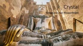  Presentation with buddha - Beautiful presentation theme featuring art history - buddha statue in wat sri backdrop and a coral colored foreground