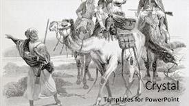  Presentation with camels resting in the desert - PPT layouts having art history - desert trip by camels old background and a light gray colored foreground