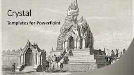 Presentation with dragon - Slides enhanced with art history - dragon temple old illustration amarapura background and a light gray colored foreground