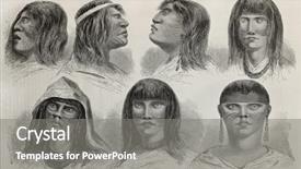  Presentation with old types - Slide deck consisting of art history - old illustration of native peruvians background and a gray colored foreground