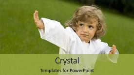  Presentation with kids garden - Slide set consisting of art kids - little girl exercising background and a yellow colored foreground