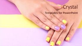  Presentation with nails manicure - Slides featuring art manicure - female hand with stylish colorful background and a lemonade colored foreground