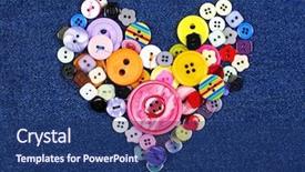  Presentation with sewing - Beautiful presentation design featuring art mery christmas - sewing buttons heart on cloth backdrop and a  colored foreground