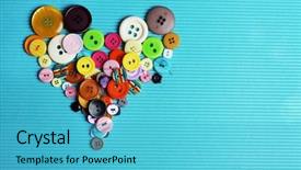  Presentation with sewing - Slide set featuring art mery christmas - sewing buttons heart on cloth background and a  colored foreground