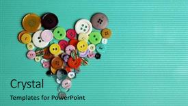  Presentation with sewing - Beautiful slide set featuring art mery christmas - sewing buttons heart on cloth backdrop and a  colored foreground