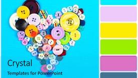  Presentation with sewing - Presentation design having art mery christmas - sewing buttons heart on cloth background and a  colored foreground