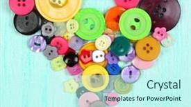  Presentation with wooden heart the slogan - Cool new slide set with art mery christmas - sewing buttons heart on wooden backdrop and a  colored foreground