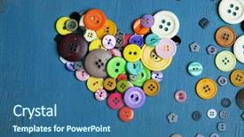  Presentation with wooden heart the slogan - Audience pleasing presentation consisting of art mery christmas - sewing buttons heart on wooden backdrop and a  colored foreground