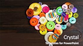  Presentation with sewing - Colorful PPT theme enhanced with art mery christmas - sewing buttons heart on wooden backdrop and a  colored foreground