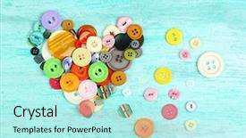  Presentation with wooden heart the slogan - Audience pleasing presentation design consisting of art mery christmas - sewing buttons heart on wooden backdrop and a  colored foreground