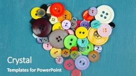  Presentation with sewing - Colorful slide set enhanced with art mery christmas - sewing buttons heart on wooden backdrop and a  colored foreground