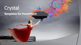  Presentation with under umbrella - Cool new presentation with art modern - ballet dancer in flying satin backdrop and a gray colored foreground
