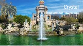  Presentation with fountain pen and inkpot - Audience pleasing slide deck consisting of art modern - panorama of fountain backdrop and a light blue colored foreground