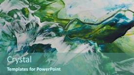  Presentation with abstract art oil painting - PPT theme with art-modern-oil-and-acrylic background and a ocean colored foreground