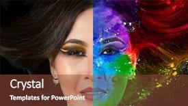  Presentation with girl model - Audience pleasing slide set consisting of art multicolored skin girl face backdrop and a tawny brown colored foreground