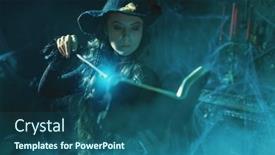  Presentation with black magic - PPT theme featuring art-of-witchcraft-beautiful-curly background and a ocean colored foreground