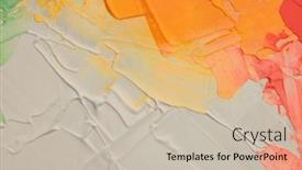  Presentation with abstract art oil painting - Slides consisting of art-oil-and-acrylic-smear background and a soft green colored foreground