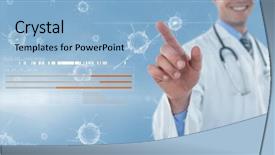  Presentation with digital art - Beautiful presentation design featuring art organisasi - digital composite of doctor touching backdrop and a light blue colored foreground