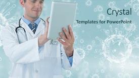  Presentation with digital art - Beautiful PPT theme featuring art organisasi - digital composite of happy doctor backdrop and a light blue colored foreground