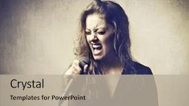  Presentation with microphone - Audience pleasing theme consisting of art pop - beautiful woman singing backdrop and a mint green colored foreground