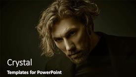  Presentation with black art - Presentation design with art-portrait-in-a-dark background and a black colored foreground