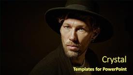  Presentation with black art - PPT theme enhanced with art-portrait-of-a-mature background and a wine colored foreground