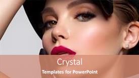  Presentation with black art - Colorful slide deck enhanced with art-portrait-of-beautiful-young backdrop and a coral colored foreground