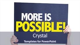  Presentation with possible - Audience pleasing theme consisting of art possibility - more is possible card isolated backdrop and a ocean colored foreground