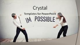  Presentation with possible - Cool new slides with art possibility - smiling businessman and businesswoman vigorously backdrop and a light gray colored foreground